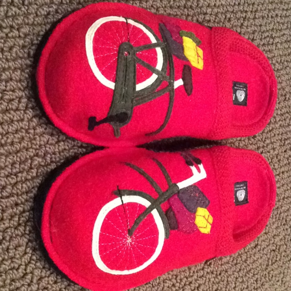 Haflinger Red Wool Bicycle Slippers